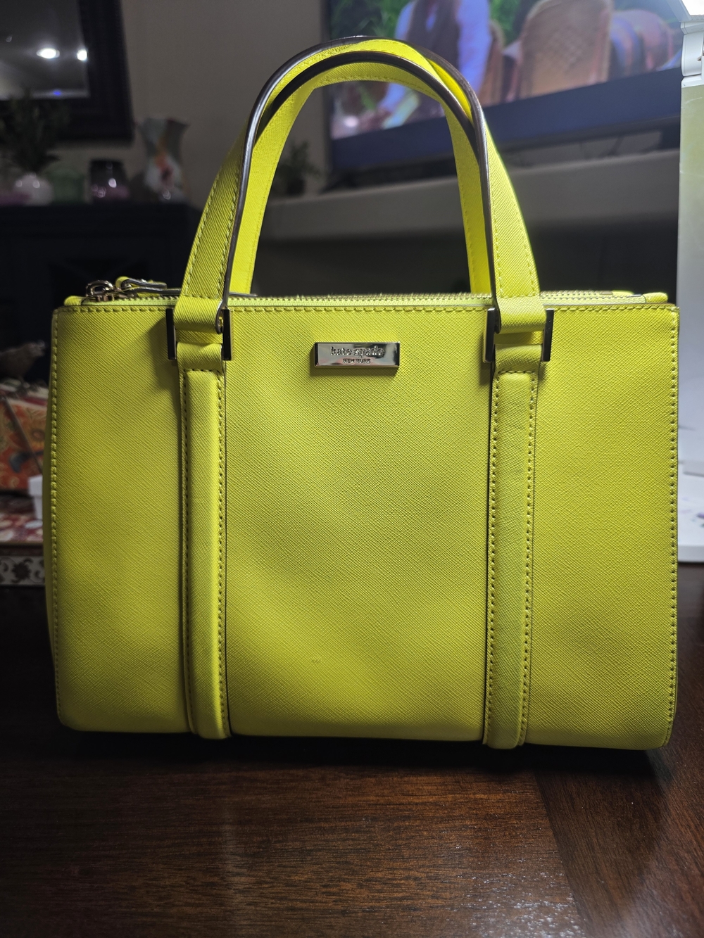 Kate Spade Newberry Lane Loden Crafted from Vibrant Neon Yellow Saffiano Leather